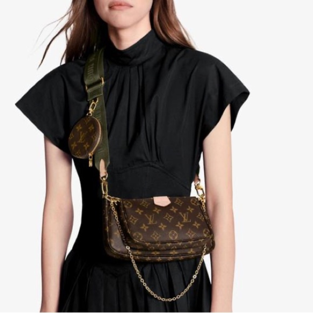 LV Louis Vuitton Multi Pochette Accessoires Khaki Monogram M44813 MSRP $2890 - Picture 7 of 16